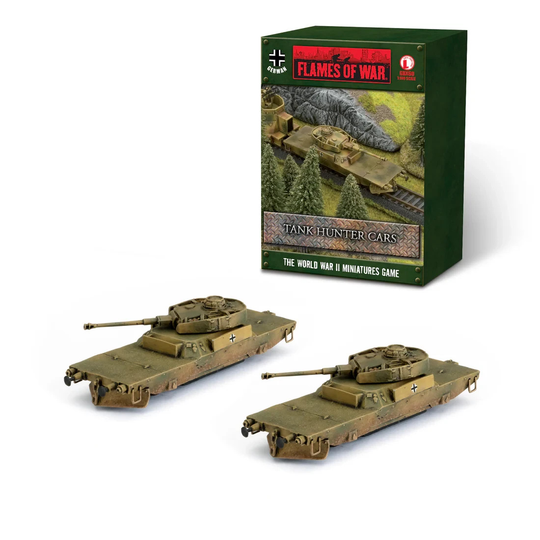 German Tank Hunter Train Car - Late War - Flames of War - Brand New