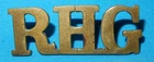 WW2 ERA RHG ROYAL HORSE GUARDS MILITARY SHOULDER TITLE BADGE COFFIN LUGS GENUINE