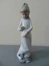 Lladro Nao 0595. "My Playful Puppy".  Girl With Dog Figurine. **PRISTINE**
