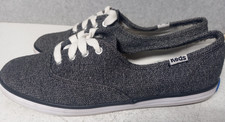 Keds Lace Black Gray Sneakers Low Shoes Womens Sz 6 Tweed