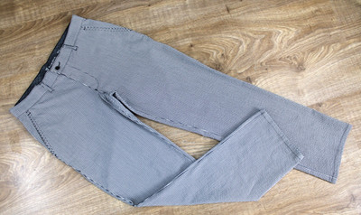   BABISTA  moderne Chino Hose HERIN M / 48 / W33 tauben-blau weiß gestreift  