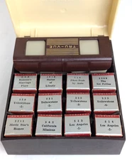 Tru-Vue Vintage 3D film strip Slide Roll Viewer  12 Films Original Bakelite Case