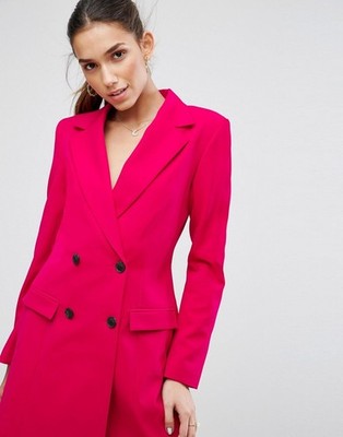ASOS Tall Hot Pink Barbie Double-Breasted Blazer Mini Dress US 8 NWT