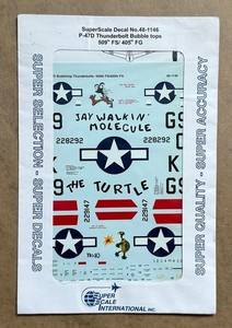 SuperScale Decals 1/48 48-1146 for P-47D Bubble top Thunderbolt 509 FS/405 FG