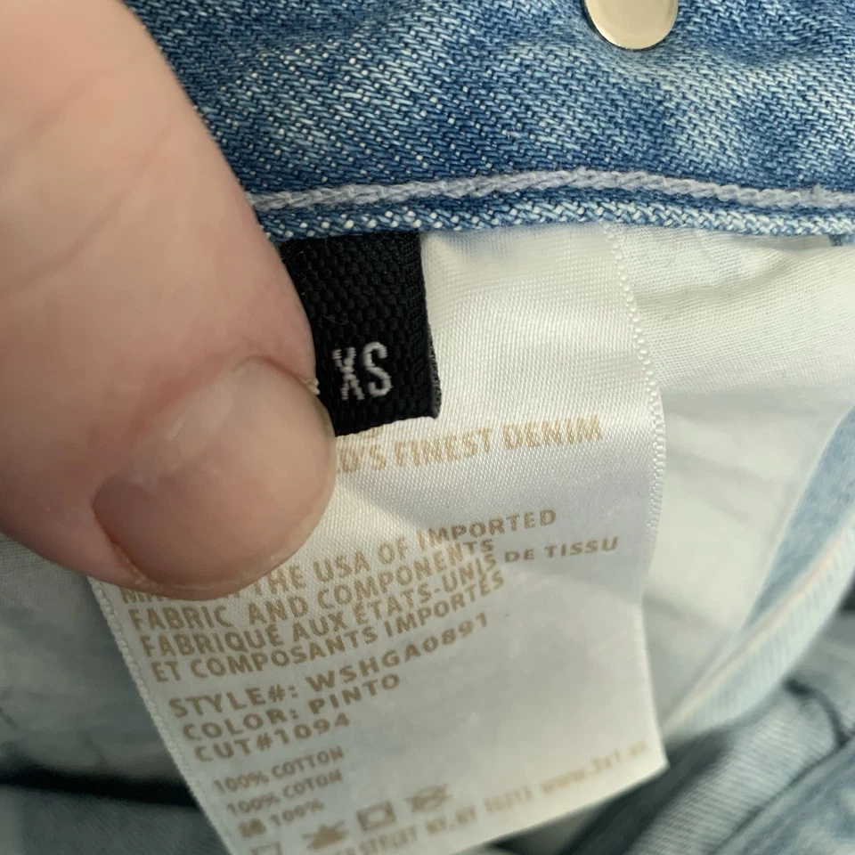 3x1 NYC Mini Skirt Womens Sz XS Denim Tie Dye Stripe Button Front 100% Cotton — 第 4/4 张图片