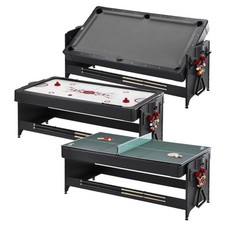 7' Pool Table, Air-Hockey, Table Tennis, Multi-Game Ping Pong - Grey 3-in-1