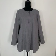 J Jill Black And White Checkered Gingham Long Sleeve Tunic Blouse Women’s Large