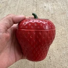 Vintage 1940s Hazel Atlas Style Painted Strawberry 🍓Milk Glass Jam Jar