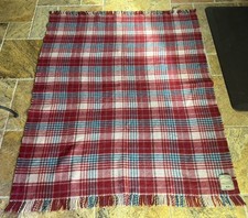 The Netherfield Mill Abraham Moon & Sons Wool Plaid Fringe Throw Blanket 64"x51"