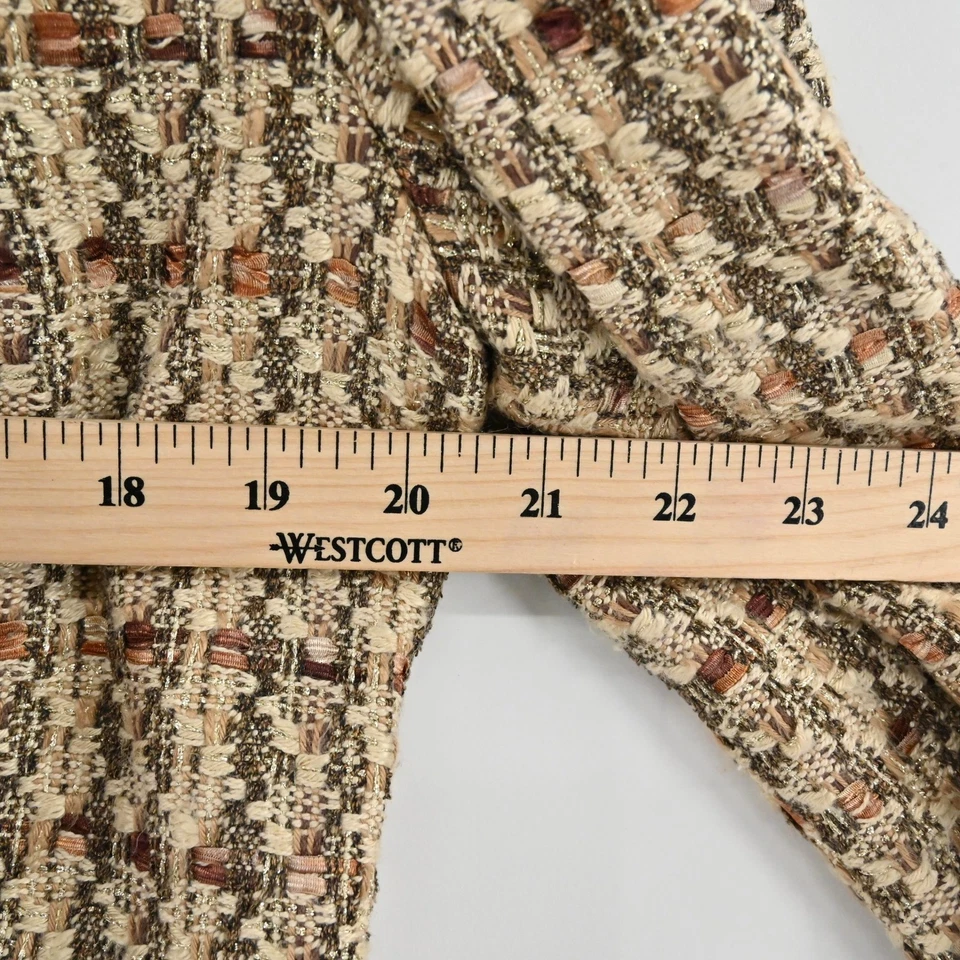 Blazer De Colección DANA BUCHMAN Mujer Tweed Talla 6 Marrón Preppy Chaqueta a Cuadros Flecos Foto 3 de 4