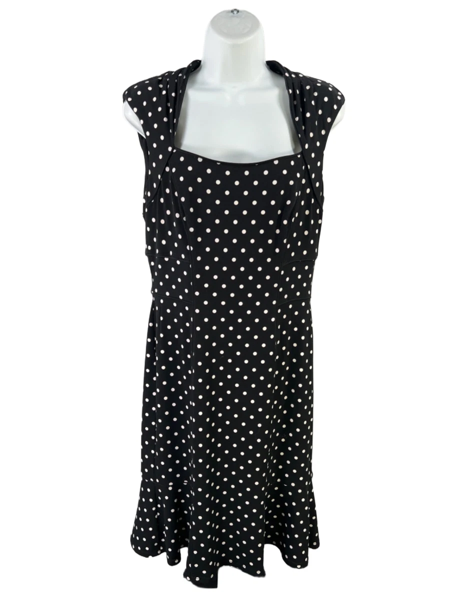 white house black market polka dot dress White House Black Market Dress Size 8 Polka Dot Fit And Flare Cotton NWT