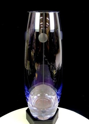Studio Art Glass Lavender Dots And Vertical Lines Vintage 11 1/8'' Vase 1960-
