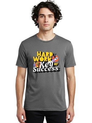 Hard-Work-Key-Of-Success Mens Graphic Tee,100% Cotton,Casual Summer Wear