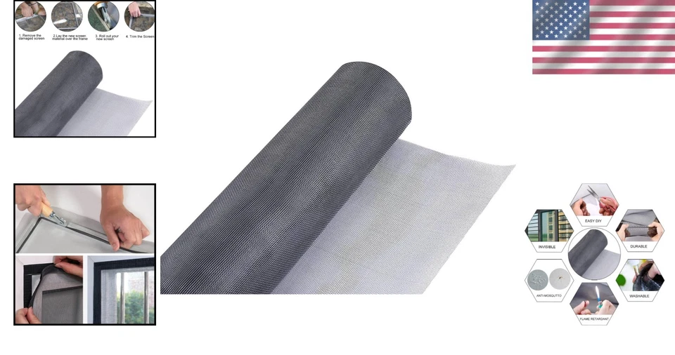 Rollo de pantalla de fibra de vidrio duradero 48" x 100' - Protección UV y fácil instalación Foto 2 de 4