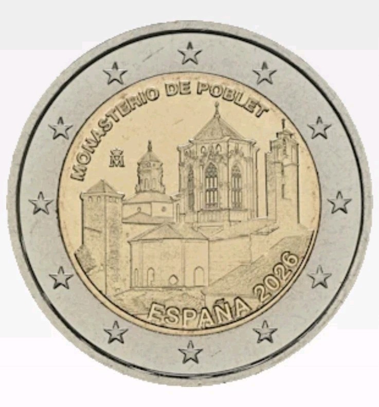 2€ UNC Espagne 2026 Monastère De Poblet