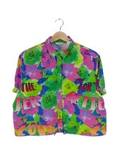 FROG BOX Kurzarmhemd Damen Hemd Gr. DE 42 pink-blau-grün Casual-Look