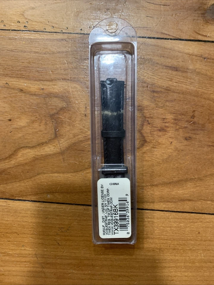 Correa de reloj TImex vintage 16 mm negra acolchada pantorrilla genuina caja original TX39916BK Foto 2 de 4