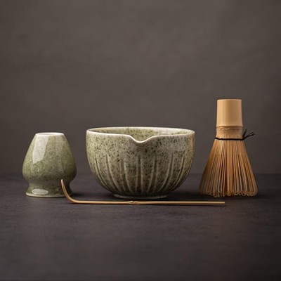Juego de Matcha: cuenco para cerillas con pico y batidor, 15 oz, cuchara. neuvo.