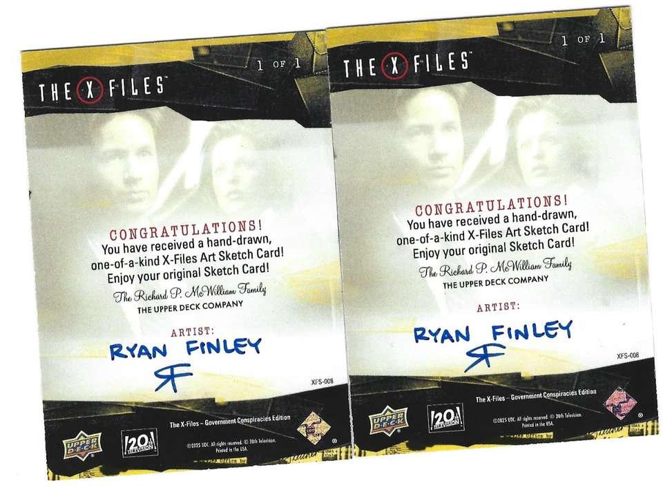 2025 X-FILES GOVERNMENT CONSPIRACIES RYAN FINLEY SKETCH CARD PUZZLE DUAL - Image 2 of 2