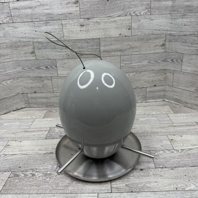 J Schatz Egg Bird Feeder Glossy Stoneware Handcrafted Slate Grey