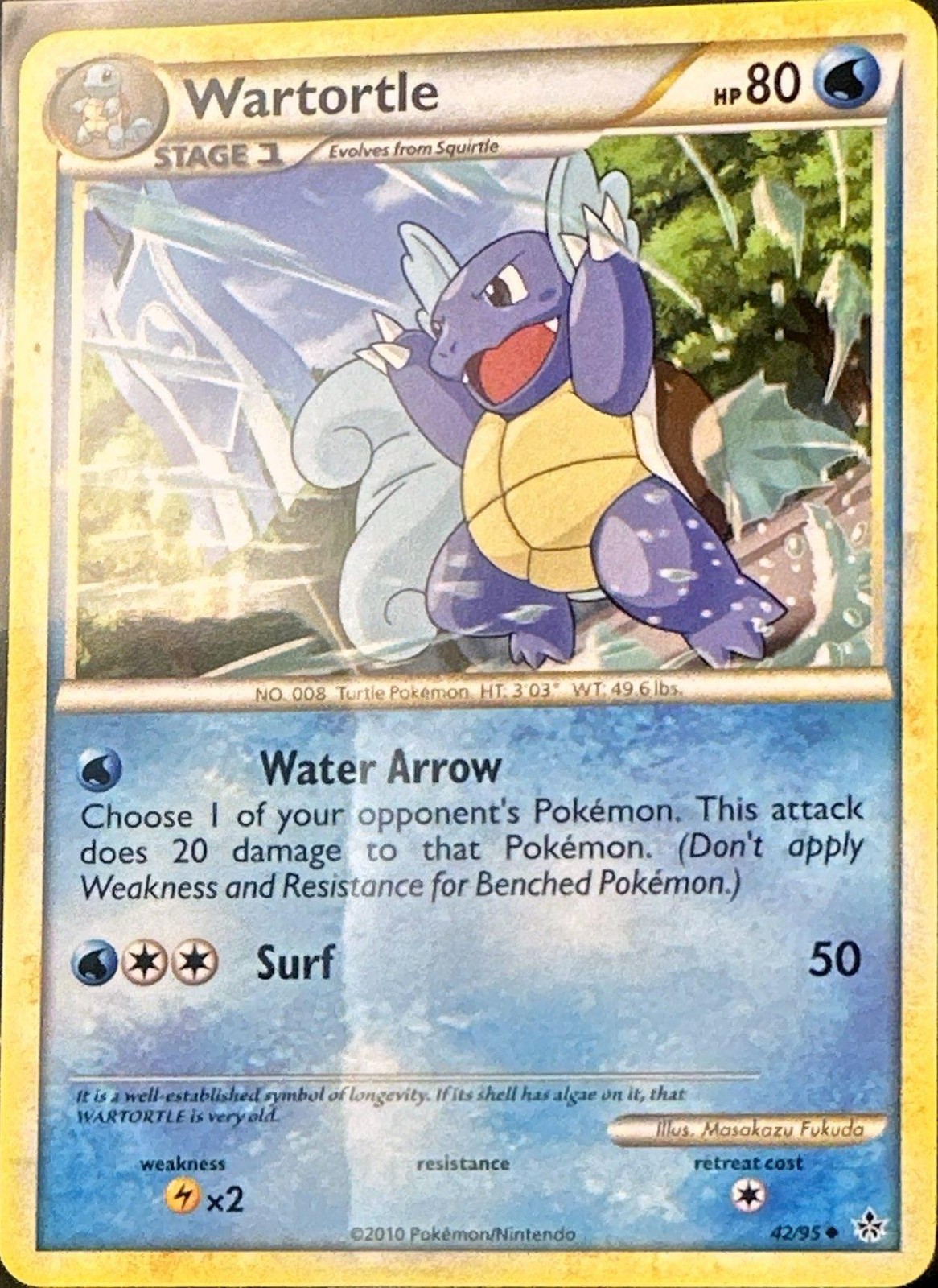 Wartortle 42/95 Uncommon HGSS Unleashed Pokemon Lightly Played