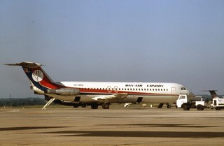 Original Aircraft Slide Dan Air BAC 111 561RC YR BRD Manchester 1989 (A068)