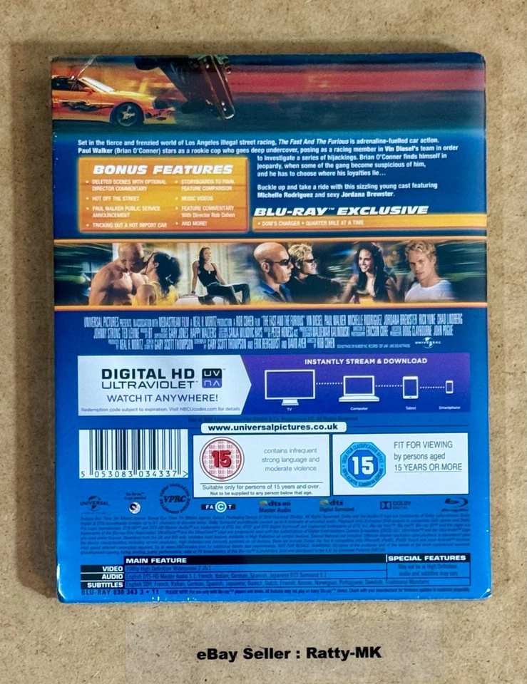 THE FAST AND THE FURIOUS - UK EXCLUSIVE BLU RAY STEELBOOK - NEW & SEALED (READ) - Image 2 of 4