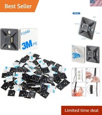 100 PCS Black Self-Adhesive Cable Zip Tie Mounts - Perfect for Organized Spaces