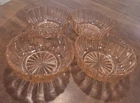 4 Vintage Fortune Pattern Pink Anchor Hocking Depression Glass Small Berry Bowl