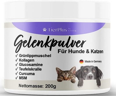Gelenkpulver für Hunde & Katzen mit Grünlippmuschel, MSM, Kollagen von EXVital