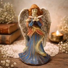 Vintage Ceramic Angel Of Peace Statue Figurine With Dove Of Peace