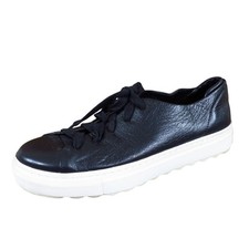 J/Slides NYC Women Fashion Sneaker 6.5 Casual Platform Black Leather Low Top