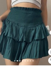 WS-4 entro Teal Tiered Ruffle Mini Skirt