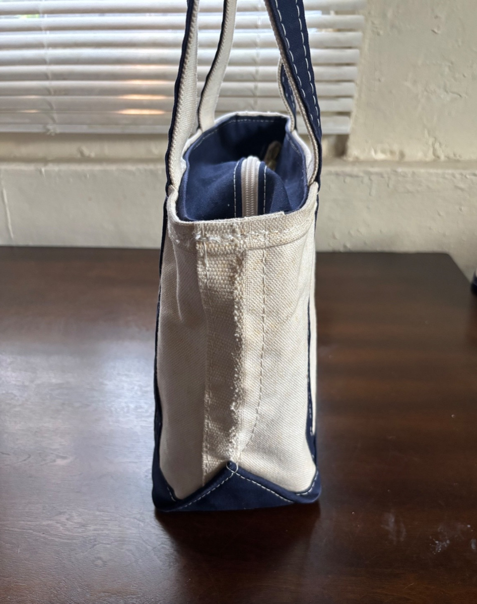 80s〜90s llbeanトート Vintage LL Bean NYLON Boat And Tote Bag Zippered Blue White Stripe