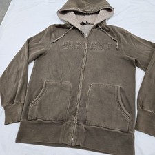 Size LARGE Vintage Element Hoodie Brown Zip Up Embroidered Skateboarding Y2K