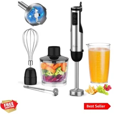 Immersion Blender Handheld, 1100W 5-in-1 Multi-Purpose Hand Blender, 12-Speed...