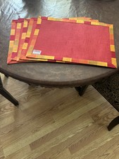 Pier 1 Fall placemats 5 Red, Yellow Hemstitch. New