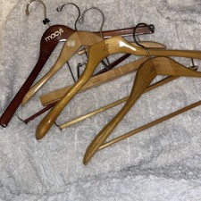 3 Setwell Wooden Suit Hanger Made In USA And 1 Macy  s Wooden Hanger - Good Cond 