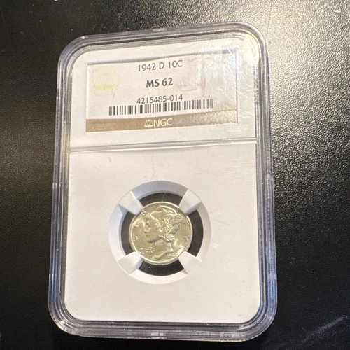 1942-D Mercury Dime NGC MS 62 10C. Junk silver. Full luster beautiful example