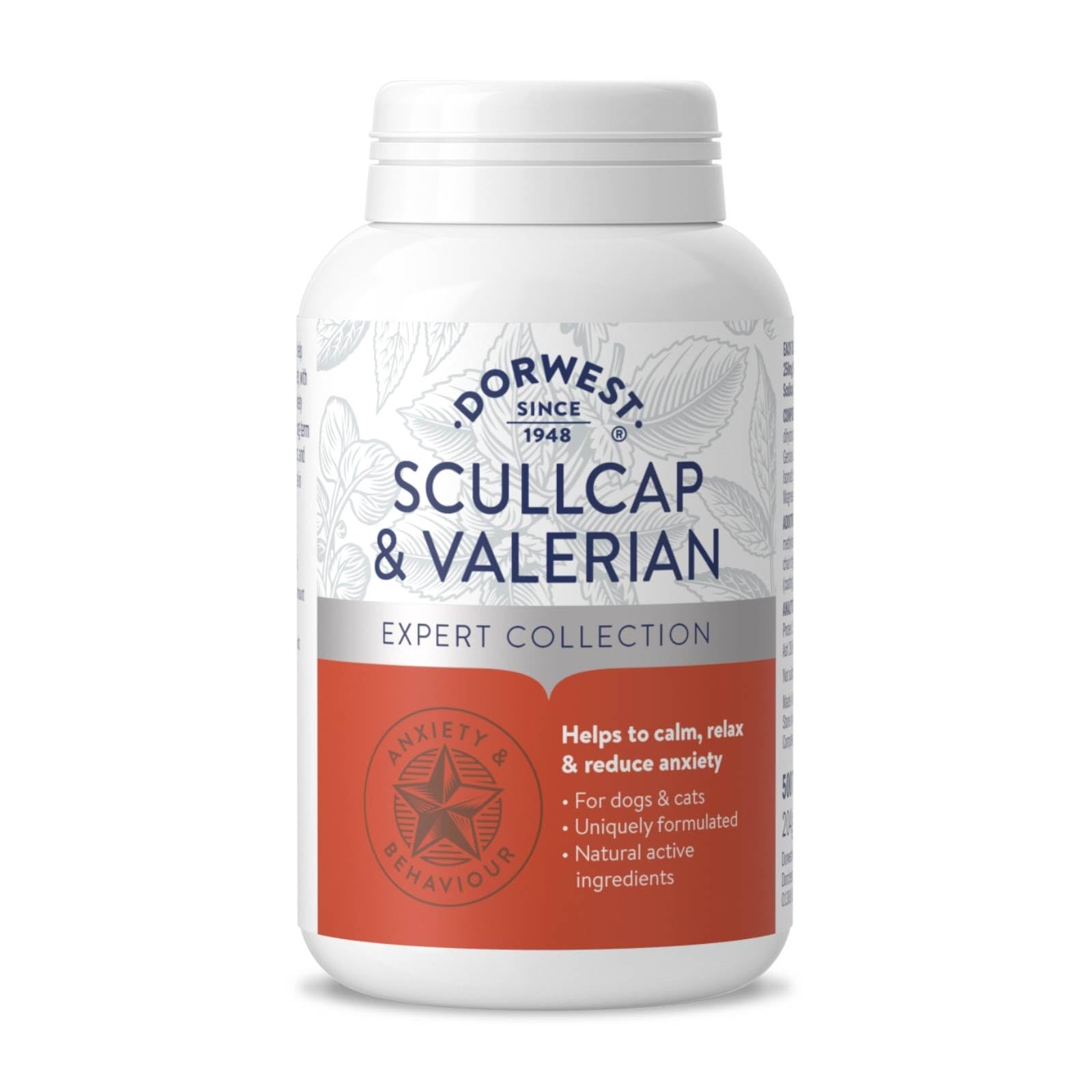 DORWEST HERBS Scullcap & Valerian Calming Tablets for Dogs and Cats, 500 Tablets