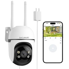 WiFi Security Cameras Wireless Outdoor, Plug-in Wired Security Camera Outdoor...