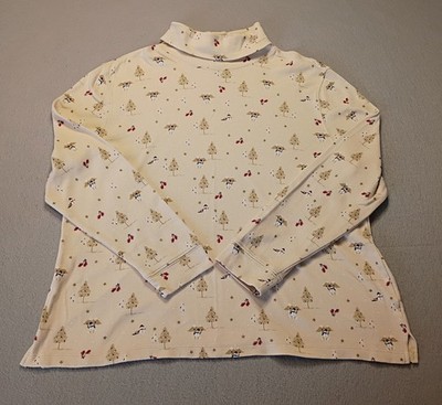90s Vtg Christmas Sz XL Covington Sport Turtleneck Shirt Holiday Snowman Trees