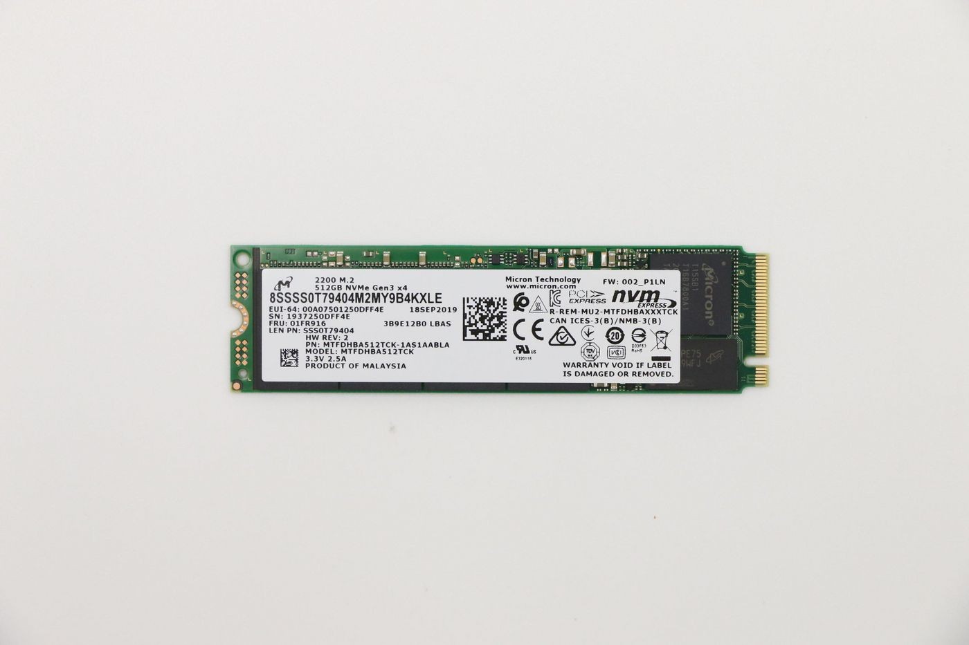 Lenovo 01FR916 Micron 2200 512GB M.2 PCIe