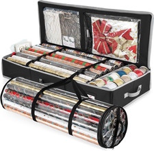 Wrapping Paper Storage Container - Christmas Storage Bag with Interior Pockets -