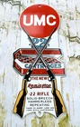 VINTAGE UMC 22 CARTRIDGES REMINGTON PETROLEUM PORCELAIN GAS PUMP STATION SIGN
