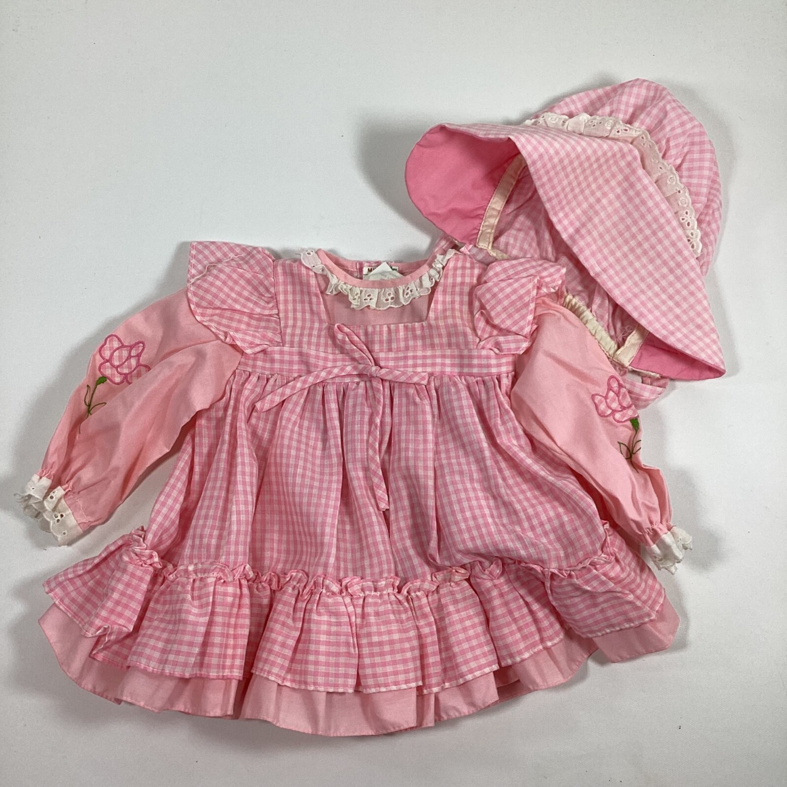 Vtg Toddle Time JCPenney Baby Girls Pink Gingham Dress Size 1/2