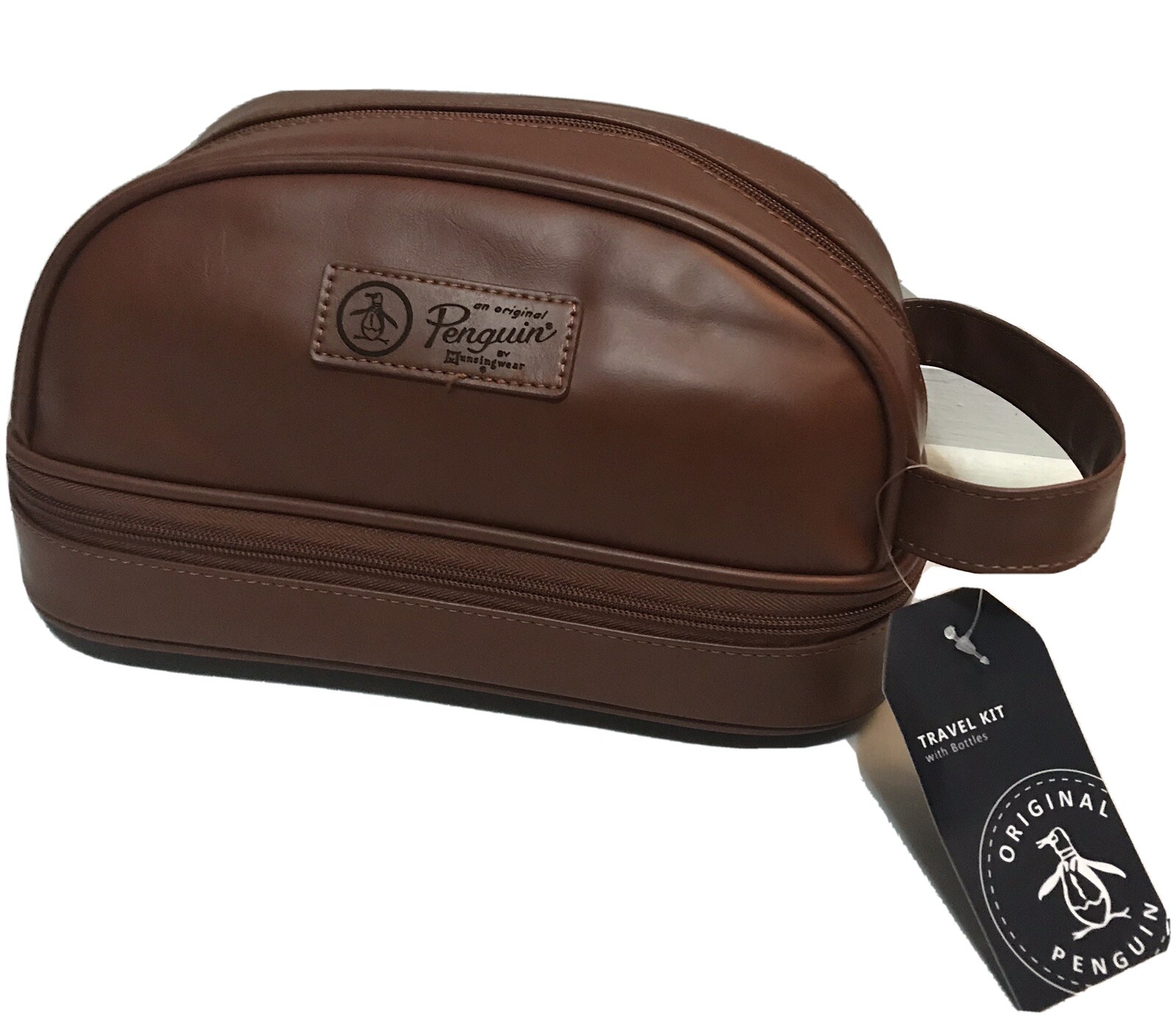 Original Penguin Travel Kit with Bottles Brown Zip Top MSRP 49.50 eBay