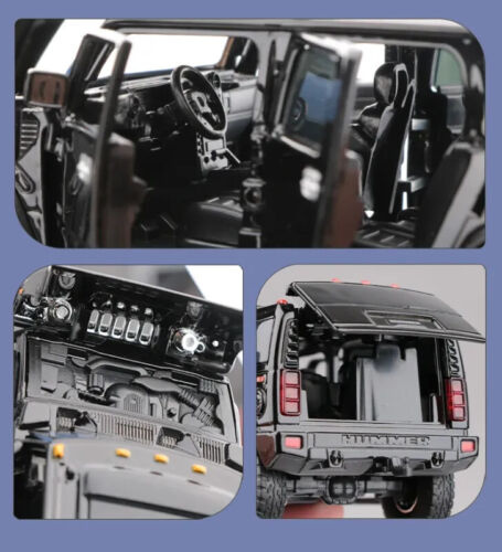 1:24 HUMMER H2 Diecast Car Model Sound & Light Simulation Kids Toy Gift - Picture 9 of 27