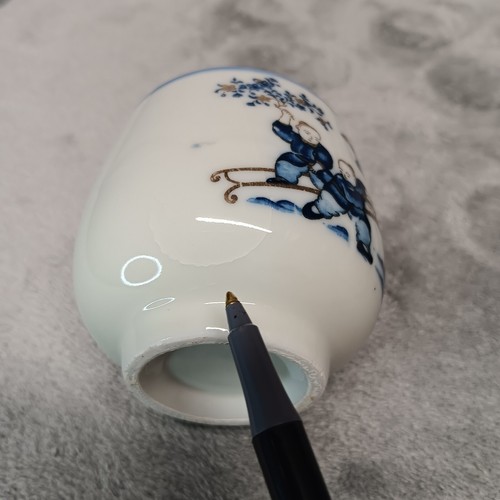 Japanese Porcelain Tea/Saki Cups Cobalt Blue Decoration Men and Cart 8pc Set - Picture 17 of 18