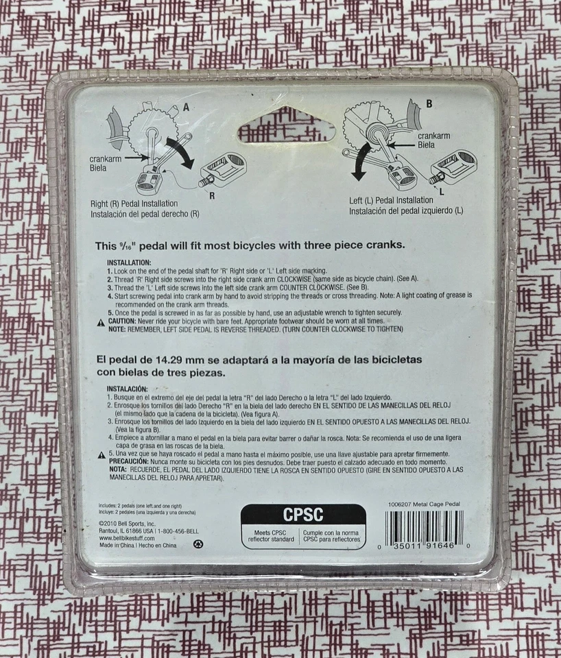 Nuevo Par de Pedales Jaula Metal Campana 9/16" 1006207 con Reflectores Amarillos Bicicleta Foto 2 de 4